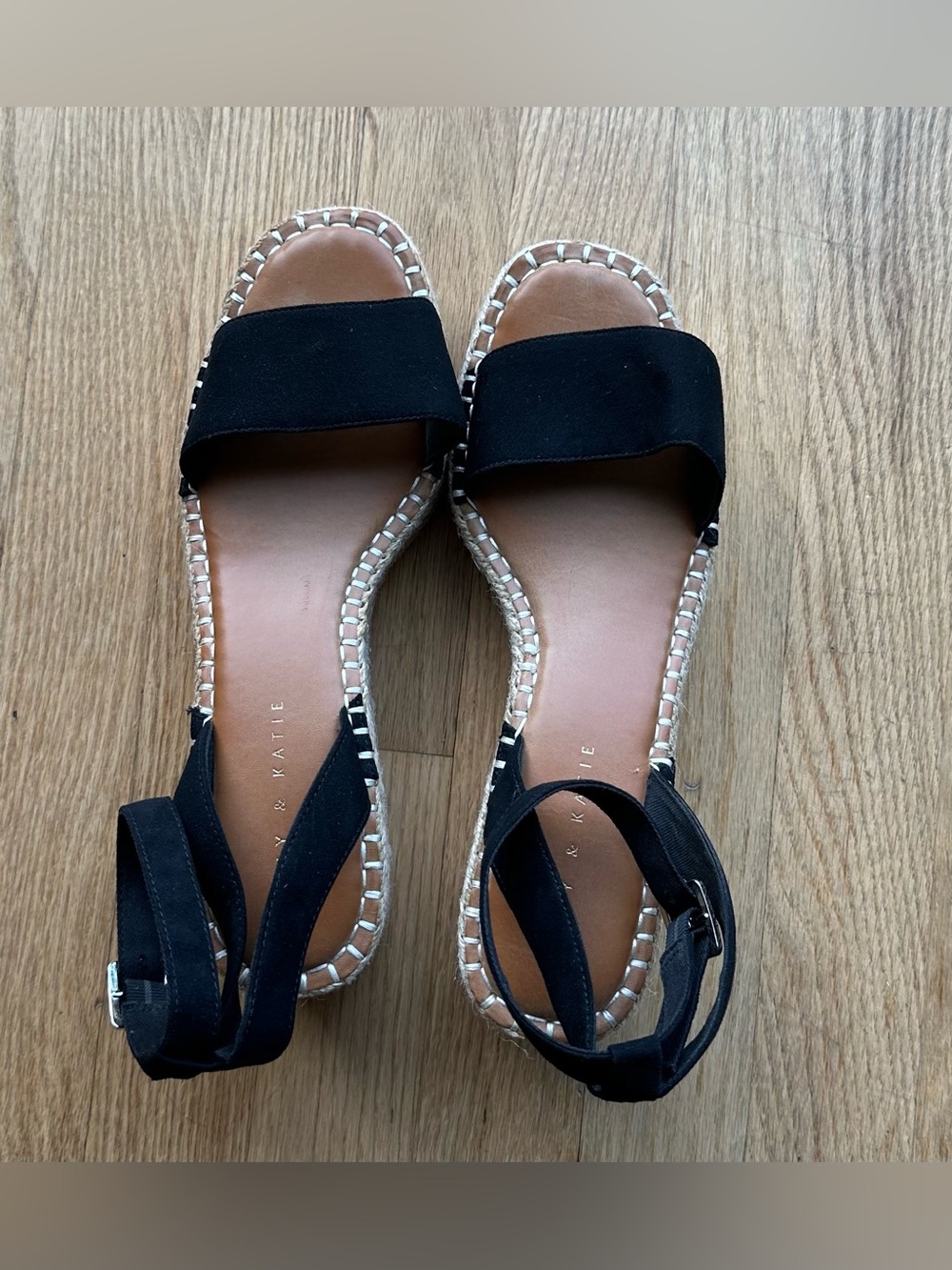 KELLY AND KATIE FAYDRENA BLACK ESPADRILLE WEDGE SANDAL (9)